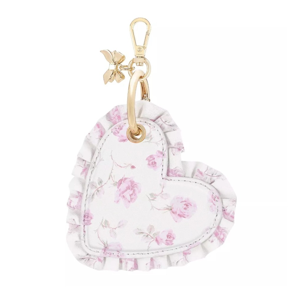 LoveShackFancy x Case-Mate Ruffled Heart AirTag Keychain Pink Floral NEW